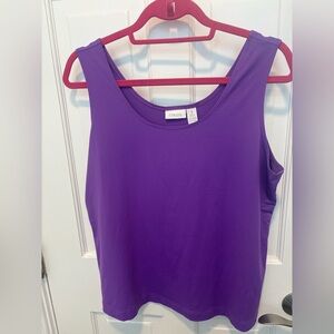 Chico's TWO MICROFIBER Tank Tops. One is purple and one is olive green.